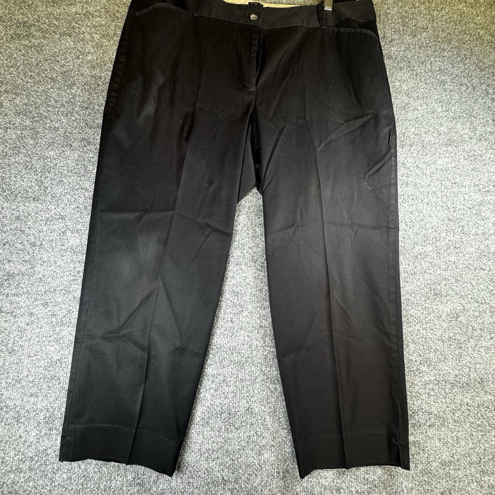 Talbots The Perfect Crop Curvy Pants Womens 18 Black Cotton Twill Straight Leg
